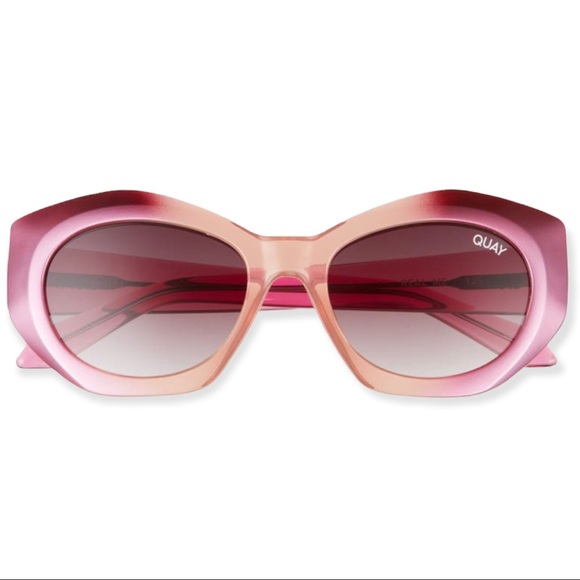 QUAY Real Me Sunglasses Pink Ombre Frame Brown Lenses Geometric Shape #160 NWT - Picture 11 of 11